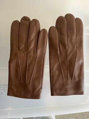 Men's Brown Leather Gloves by Coach - Classic Smooth Finish
